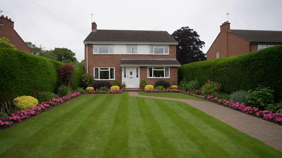 Overgrown garden to striped lawn: after
